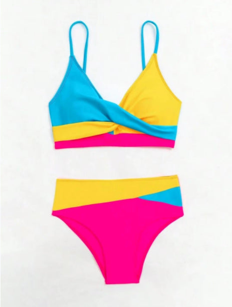 Color Block High Waist Bikini