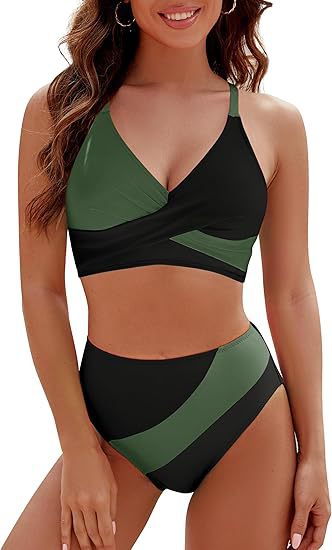 Color Block High Waist Bikini