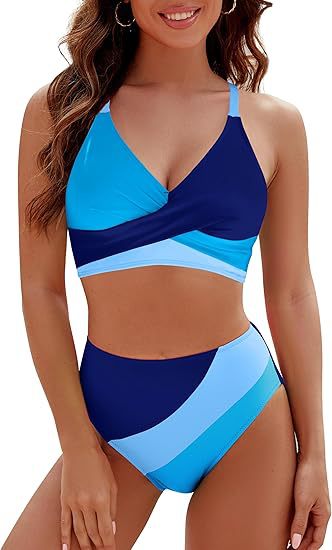 Color Block High Waist Bikini