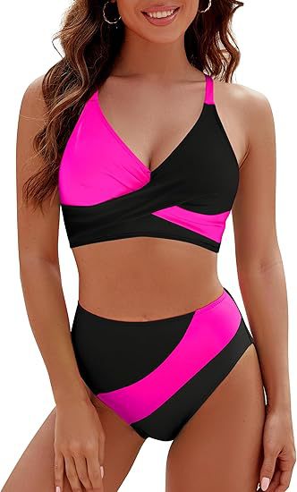Color Block High Waist Bikini